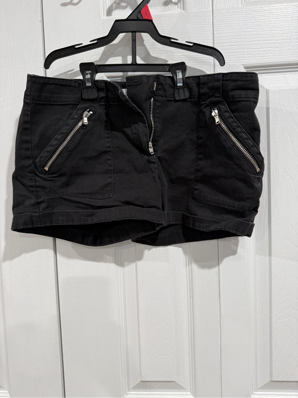 New York & Company Black Zip-Front Jean Shorts